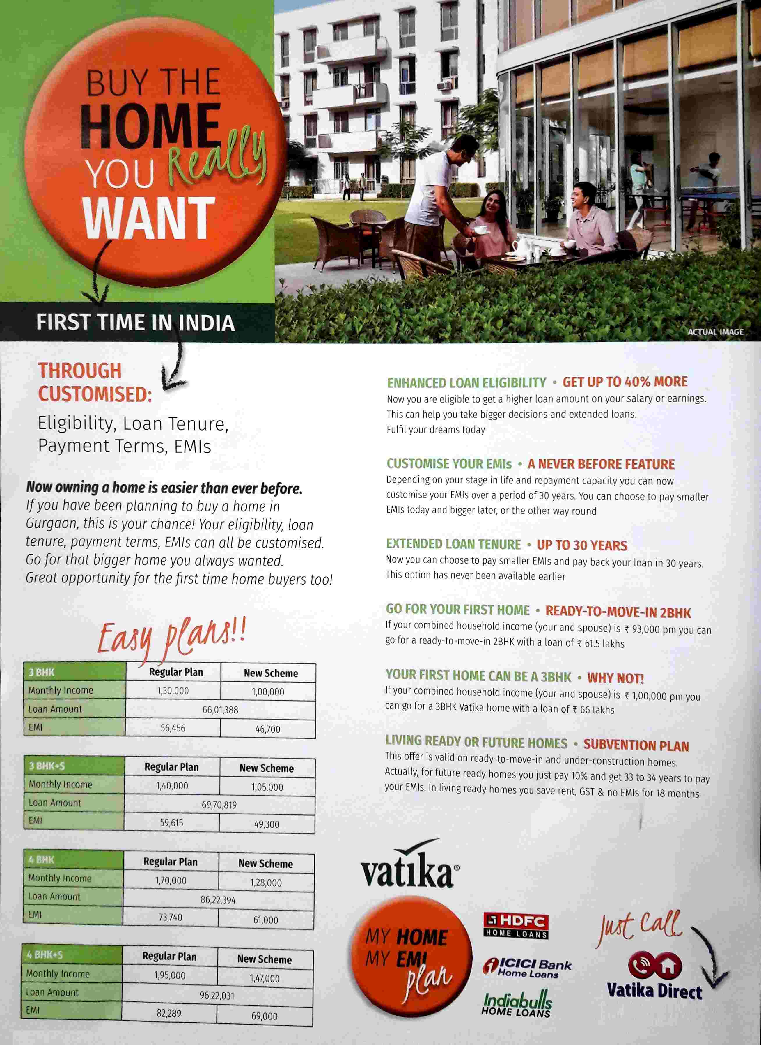 Buy your home with My Home My EMI plan at Vatika Projects, Gurgaon Update